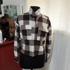 Plaid Brown and White Women's Top
